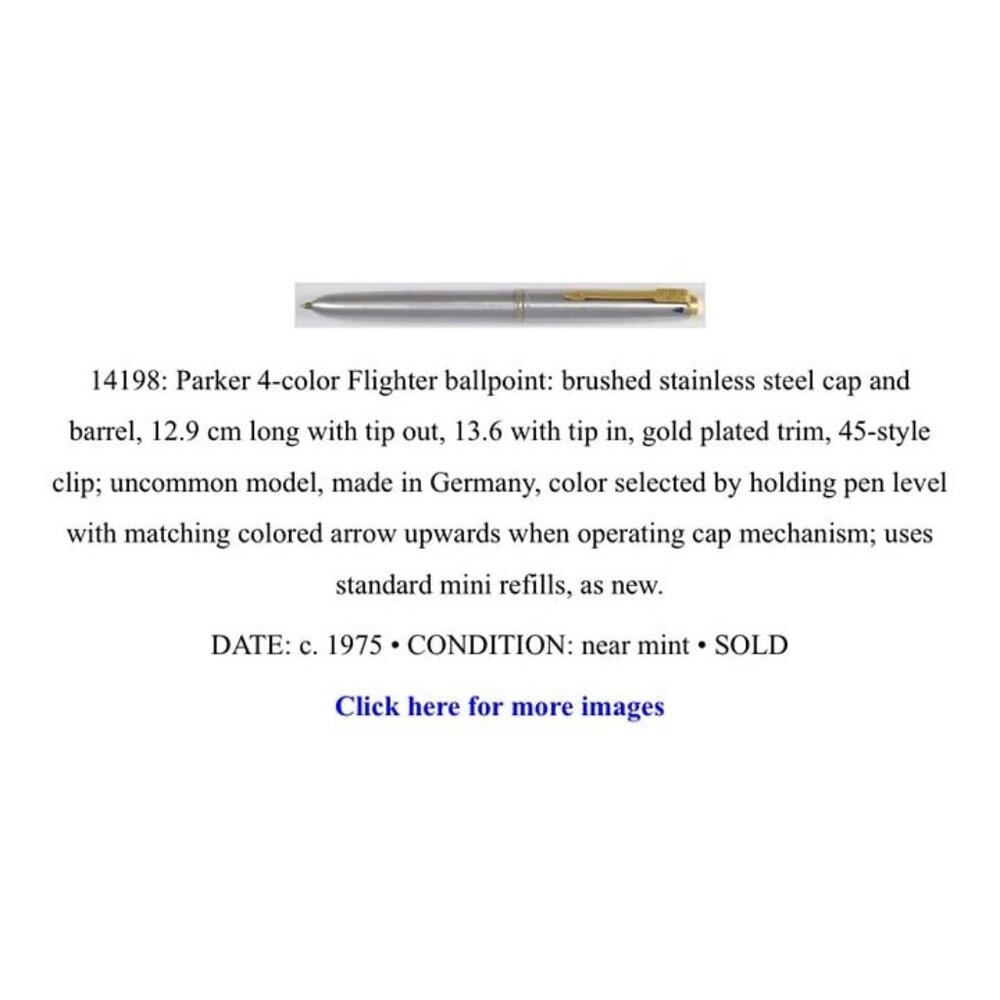 Vintage Parker 4-Color Flighter Steel Ballpoint (Black, Blue, Green and Red Ink)